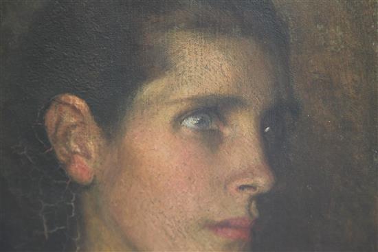 Sir George Clausen RA (1852-1944) Head study of a woman 18 x 14in., unframed